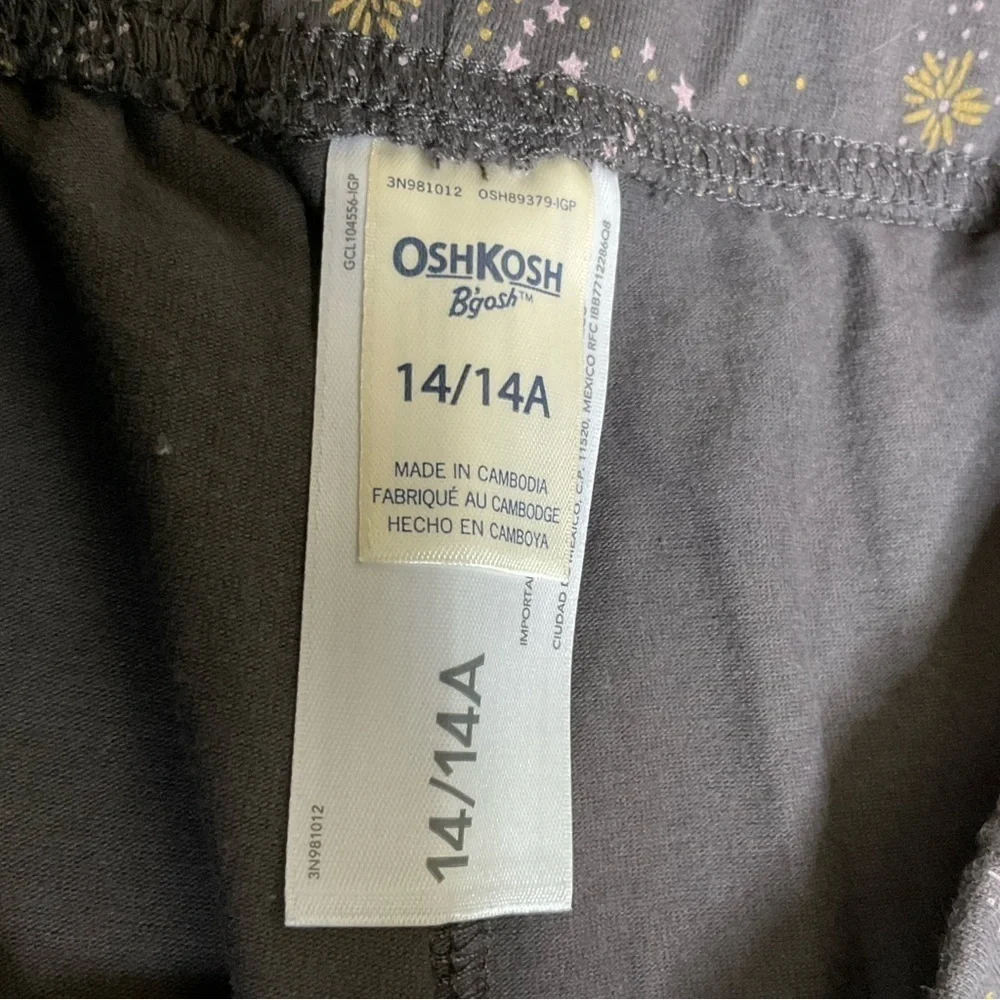 OSHKOSH B'GOSH Leggings Big Girls Size 14 Celestial Sun Moon Stars Gray Cotton
